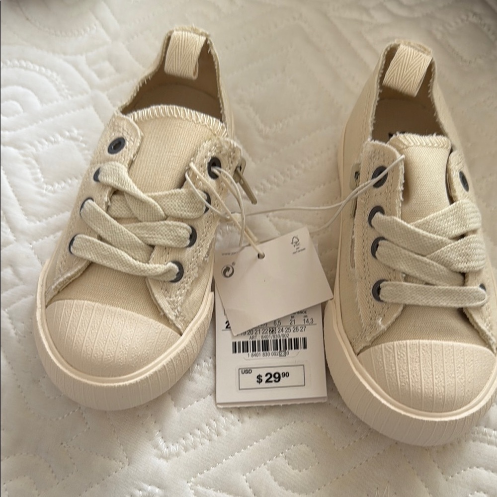 Kids Cream Canvas Sneakers